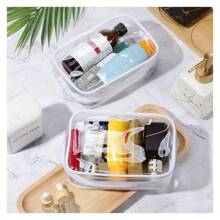 Transparent PVC Zipper Cosmetic Bag, Waterproof Portable Makeup And Toiletry Storage Pouch, Suitable For Travel And Bathroom - Multicolor - View 5