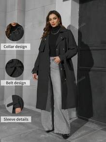Abrigo ligero y largo tipo trinchera para mujer Risissida con cinturón - Chaqueta versátil y de estilo elegante para uso diario en otoño/invierno, prenda exterior de moda casual