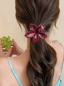 2 stuks Vrouwen Acryl Tie Dye Print Frangipani Bloem Haarspeldjes Set, Minimalistische Elegante Bun Updo Decoratieve Haarspeldjes, Geschikt Voor Dagelijks, Reizen, Feest, Daten, Casual Wear, Roze