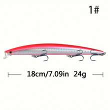 1个7.09英寸/0.85盎司米诺鱼形硬饵，仿生拟饵，带3D眼睛和强力鱼钩，适合海钓 - 彩色 - 查看 7