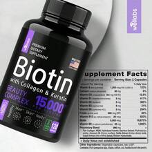 Biotin Capsules - Support Hair Growth, With Vitamin B6 B2 D3, Easy To Absorb, 120 Capsules - 1 瓶 - 查看 2