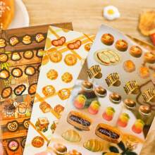 25 arkuszy Vintage-Style Materiał Cięcie Naklejki Książka, Deser Temat Rzemiosło Scrapbooking Dekoracyjne Naklejki, Artykuły Szkolne, Powrót Do Szkoły