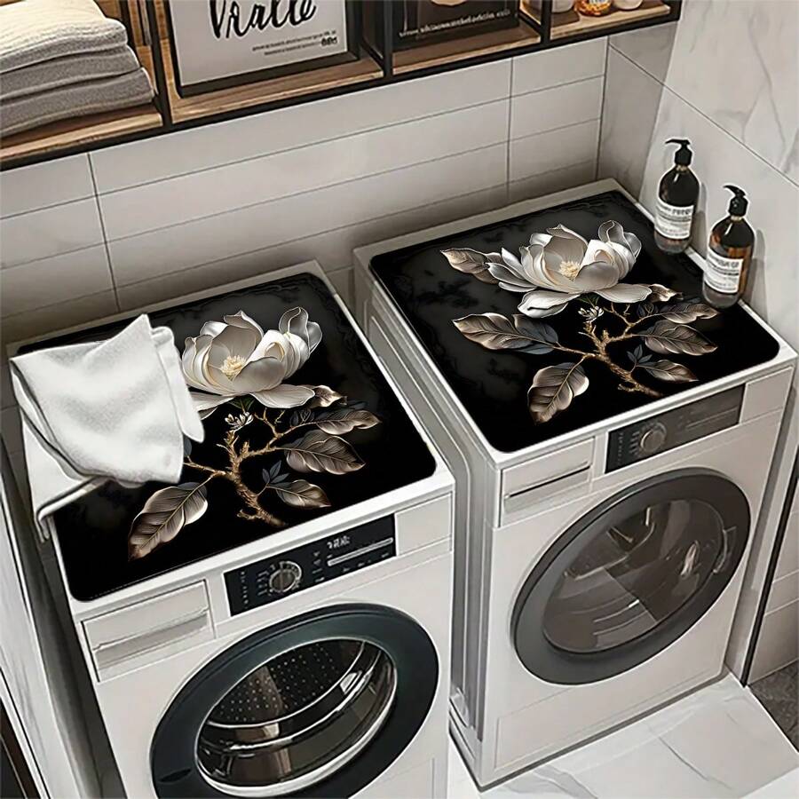 1pc Home Decor Absorbent Washable Waterproof Machine Pad, Quick Dry Fridge Mat, Modern Washing Machine & Dryer Top Cover, For Laundry Room And Kitchen, Home Supplies - FUXYD069 - View 1