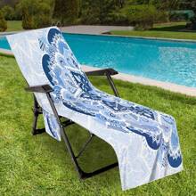 Housse de chaise de plage pliable pouvant être pliée en un sac à porter à l'épaule, avec des poches latérales pour ranger lunettes et téléphone. Convient pour les chaises de plage, serviettes, chaises de piscine et transats. Facile à transporter. Été, accessoires de voyage, vacances, décorations de salle de bain, essentiels de plage