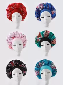 1 Pc Women's Fashion Floral Print Satin Headband Turban Hat With Elastic Band, Chemo Hat, Hair Loss Hat, Shower Cap