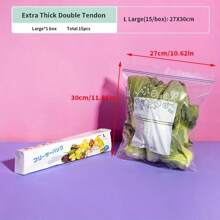 双拉链可重复使用食品储存袋、防漏冰箱保鲜袋、水果蔬菜冷冻袋、午餐三明治袋、肉类和蔬菜袋、密封袋、隔间袋、厨房用品、户外、露营用 - 彩色 - 查看 9