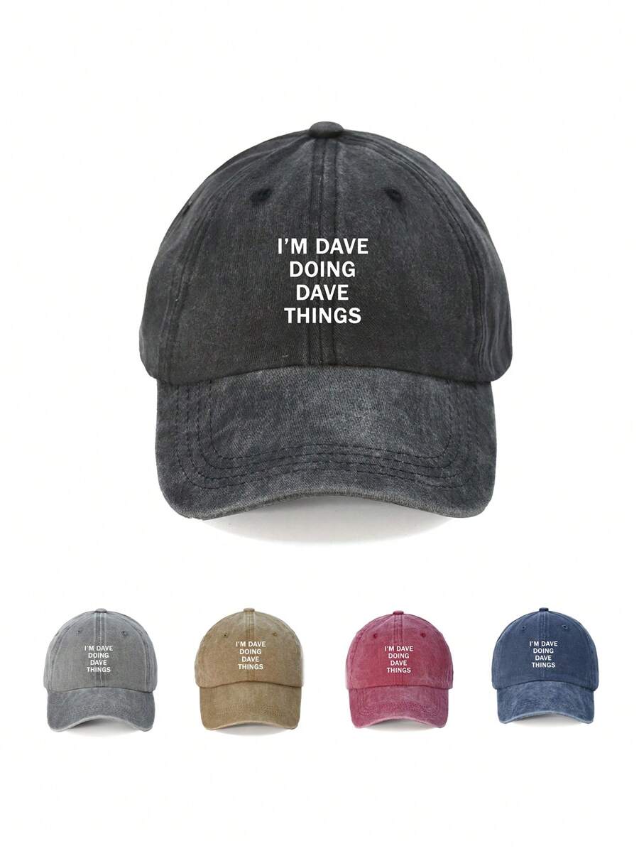 1pc "I'M DAVE DOING DAVE THINGS" Baseball Cap - Vintage Washed Style, Adjustable Unisex Hat, Ideal Sun Protection For Outdoor Activities, Fashionable For Men & Women, Suitable For Easter, Halloween, Christmas