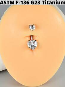 1 pieza Anillo de ombligo/estrella/cuadrado/redondo de titanio con circonita cúbica, pendientes de cartílago de oreja, tragus, helix, daith, joyería corporal para perforación - Color titanio - Ver 5