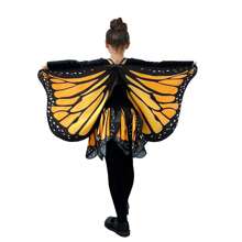 女孩蝴蝶翅膀服装套装，蝴蝶披肩和裙子，女孩装扮翅膀万圣节生日派对礼物，女孩昆虫服装派对礼物，蝴蝶主题疯狂装扮女孩，可爱蝴蝶翅膀，适合万圣节、圣诞节、生日派对 - 彩色 - 查看 15