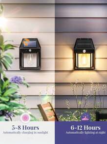 1/2 piezas Luz de pared solar con sensor impermeable, ángulo de visión de 120°, luz de pared solar, luz de pared LED con sensor de movimiento, carga automática desde el anochecer hasta el amanecer, encendido/apagado automático para jardín, camino, porche o valla exterior