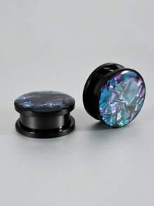 1 对镀黑不锈钢彩虹蓝紫色 Miexd 贝壳平面耳扩张器量规加强滑轮耳塞隧道身体穿孔首饰 6-25 毫米 - 黑色 - 查看 11