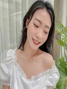 1pc Minimalist Gold Flat Snake Bone Collar Necklace - Yellow Gold - View 4