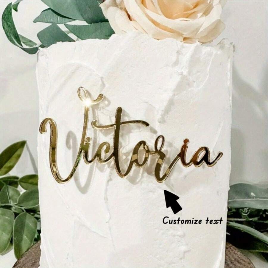 1 pièce Charm de gâteau de mariage personnalisé, étiquettes de placement de nom en acrylique, étiquettes de table d'invités, panneaux de placement pour événement de mariage, étiquettes de nom élégantes pour réception, décorations personnalisées pour fiançailles/anniversaire, anniversaires, fêtes, Pâques, saison de mariage, fête des mères, décors de table personnalisés - Multicolore - Voir 1
