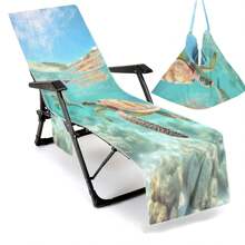 Housse de chaise de plage pliable pouvant être pliée en un sac à porter à l'épaule, avec des poches latérales pour ranger lunettes et téléphone. Convient pour les chaises de plage, serviettes, chaises de piscine et transats. Facile à transporter. Été, accessoires de voyage, vacances, décorations de salle de bain, essentiels de plage