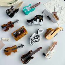 Pince à cheveux de luxe en acétate pour violoncelle et contrebasse, design minimaliste de note de piano et de saxophone. Pince à cheveux haute queue de cheval. Accessoires de cheveux transfrontaliers, pinces à cheveux, pinces à mâchoire, pinces à cheveux, clips à cheveux, clips à cheveux pour les tenues de vacances des femmes en automne et en hiver - Multicolore - Voir 13