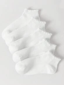 5/20/30 Pairs Children Summer Thin Mesh Socks, Pure White Lace Rim Seamless Socks For Students - White - View 15