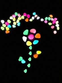 500 件装夜光石发光石花园配件微景观鱼缸装饰户外露台草坪庭院套件，鹅卵石花瓶填充夜光花园鹅卵石岩石适用于庭院和人行道装饰，DIY 装饰性夜光石 - 彩色 - 查看 7