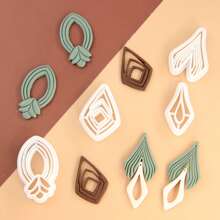 Set de 4 piezas de cortadores de arcilla en forma de hoja, flor, rombo y cuadrado, para hacer pendientes y joyas con arcilla polimérica, kits de fabricación de joyas de primavera