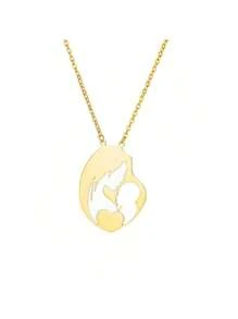 Vintage Baby Mother Mom Pendants Necklace Child Pregnant Heart Gold Color Stainless Steel Chain Gift For Women Jewelry