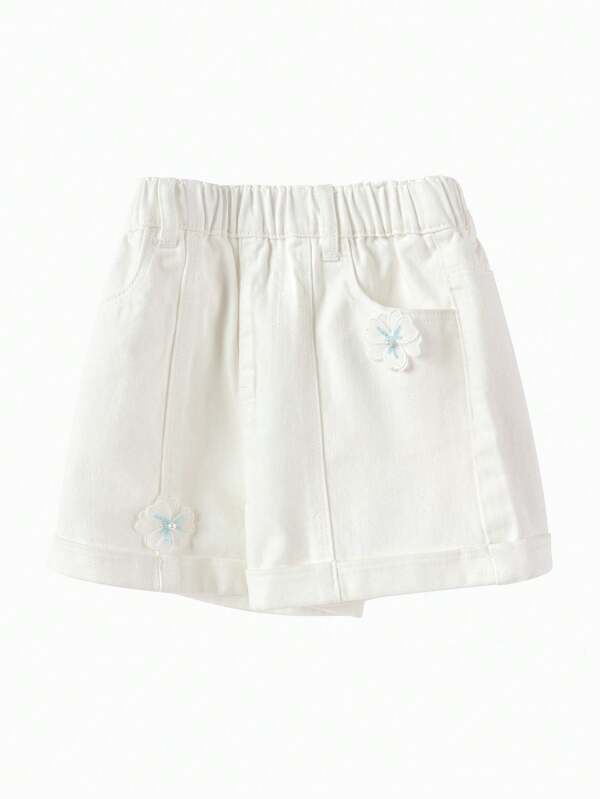 Balabala Short en jean trapèze antibactérien rafraîchissant pour filles et polyvalent