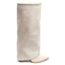 Fashionable Versatile Minimalist Solid Color Pointed Toe Thigh-High Boots - Beige-1 - View 3