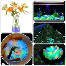 100 Pcs Glow In Dark Rocks Luminous Stone Garden Accessories Micro Landscape Fish Tank Decoration Outdoor Patio Lawn Yard Kit