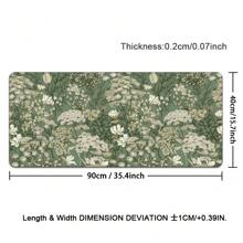 Large Extended Computer Floral Mouse Pad With Non-Slip Rubber Base, Long Gaming Mouse Mat With Stitched Edges, XL Flowers Plants Mousepad For Laptop