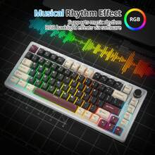 75% Mechanical Keyboard Gasket With Knob, Creamy Sounding Wired Gaming Keyboard TKL 75 Percent Hot Swappable RGB Backlit Programmable For Win - Black - View 5