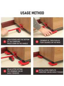 5Pcs/Set Furniture Mover Tool Set With Bar Furniture Mover Lifter With Wheel Professional Moving Tool Heavy Furniture Moving Sliders Appliance Rollers Heavy Duty Furniture Lifter And Sliders Kit Furniture Movers Sliders Appliance Movers - Multicolor - View 10