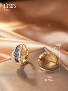Hihho 1 par de brincos de argola geométricos incrustados com zircônia roxa e zircônia branca, acessório pessoal moderno e elegante, adequado para uso diário feminino, presente para festas e feriados