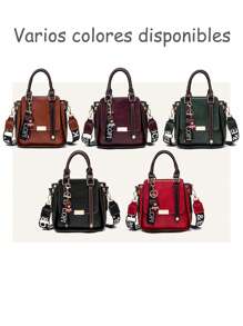 Bolso bandolera para mujer, bolso bandolera, bolso bandolera de PU, adecuado para mujer, bolso cruzado de color sólido, bolso pequeño con cremallera, billetera para teléfono móvil, bolso mensajero (color: negro, burdeos, verde, granate, caramelo) - Negro - Ver 9