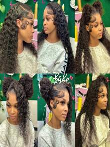 Perruques Lace Front Wigs Deep Wave en cheveux humains 13x4, perruques Lace Front Wigs transparentes en cheveux humains pré-épilés, densité 180 %, perruque Lace Front Wig Deep Wave en cheveux humains avec cheveux de bébé, ligne de cheveux naturelle