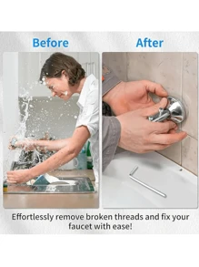 Juego de 10 piezas de herramientas extractoras para tuberías dañadas, removedoras y extractoras de tornillos dañados, herramienta multifuncional para extracción de grifos rotos, con ajuste de apertura de rosca, kit extractor fácil de usar para grifos de agua dañados