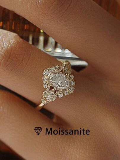 1pc Women's 925 Sterling Silver Solitaire Ring With 1.5ct Oval Moissanite, Luxury Jewelry, Perfect For Engagement, Wedding, Anniversary Gift With Moissanite Certificate And Elegant Gift Box