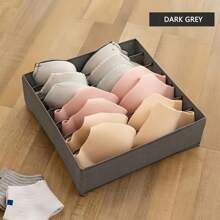 Foldable Fabric Grid Storage Box, Underwear Organizer Container For Socks, Bras, Panties, Closet Drawer Divider