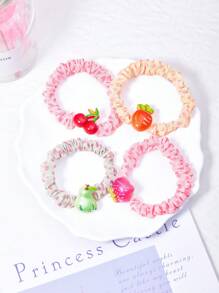Set de 4 Scrunchies con estampados de animales y frutas, adecuados para usar a diario, fiestas de Pascua, regalos festivos, decoración del Día de San Valentín, regreso a clases y accesorios para graduación