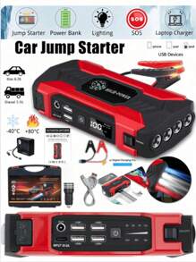 Arrancador de coche - Linterna LED y cargador de batería de coche - Luz LED de emergencia - Para automóviles, motocicletas, camiones, SUV - Para propietarios de automóviles y preparación para emergencias - Regalo perfecto para asistencia en carretera, Cargador de batería de arranque de coche de alta capacidad