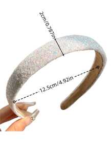 1/3pcs Glitter Headband, Sparkly Wide Hairband For Girl, Makeup Washing Fastening Hair Clip, Shiny Hair Accessories, Suitable For Daily, Casual, School Use - Multicolor - View 2