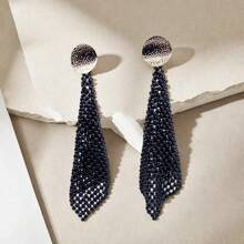 1 Pair Metallic Sequins Tassel Punk Rock Style Fashion Club Night Party Earrings For Women