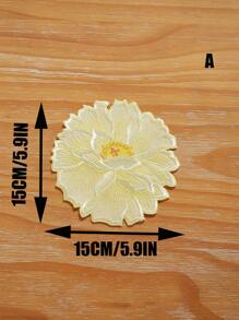 1pc Countryside Thick Heat-Insulated Non-Silicone Embroidered Peony Coaster - Light Yellow - View 3