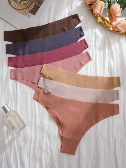 7pcs/Pack Women Seamless Invisible Sexy T-Pants, Comfortable Quick-Drying Sports Briefs