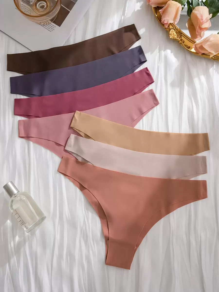 7pcs/Pack Women Seamless Invisible Sexy T-Pants, Comfortable Quick-Drying Sports Briefs