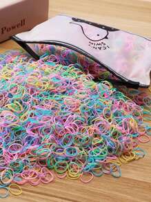 1000/2000个/套女士多色混色鸟包一次性橡皮筋简约百搭无需发圈隐形高弹力时尚发圈适合日常居家通勤编发休闲运动使用头饰