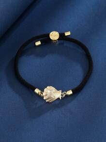 1 件女士绳状首字母手链，12 个星座手工可调节编织手链，珠宝礼物 - 黑色 - 查看 11