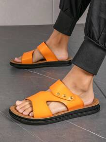 New Men's Comfortable Casual Slippers, Suitable For Indoor And Outdoor Wear, Beach Sandals For Summer - Khaki - View 6