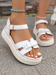 Women's Fashion Thick-Sole Sandals With Bowknot Design