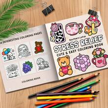 (Original, Papel grueso mejorado, 120g Páginas interiores gruesas, Versión 2025, 7.9*7.9 pulgadas, 24 Páginas, Impresión de un solo lado) 1 pieza Libro para colorear para adultos con tema de relajación, con hermosos patrones y líneas claras, adecuado como regalo para el Día de San Valentín, cumpleaños, Pascua y otras fiestas, una excelente manera de relajarse