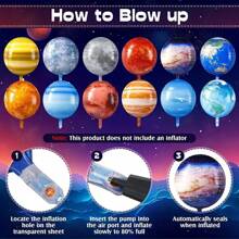 12Pcs/Set Vibrant Space Themed 22Inch 4D Aluminum Foil Balloon Earth And Planetary Design Colorful Galaxy Decorations For Birthday Wedding Graduation Ceremonies Space Party Decorations - Multicolor - View 5