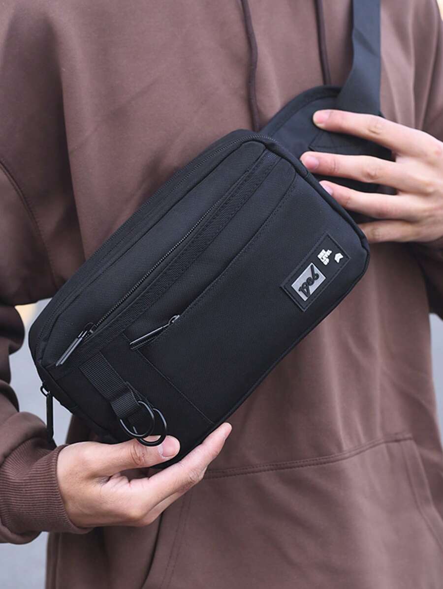 Men's Fashion Casual Simple Letter Print Multi-Pocket Outdoor Cycling Sports Chest Bag, Versatile Crossbody Waist Pack Purse Belt Fanny Pack Side Bags For Men - Multicolor - View 1