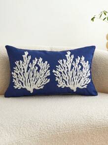 All Seasons Seaside Style Outdoor Waterproof Fabric Coral Embroidery Pillow Cover For Home Decor - Navy Blue - View 17